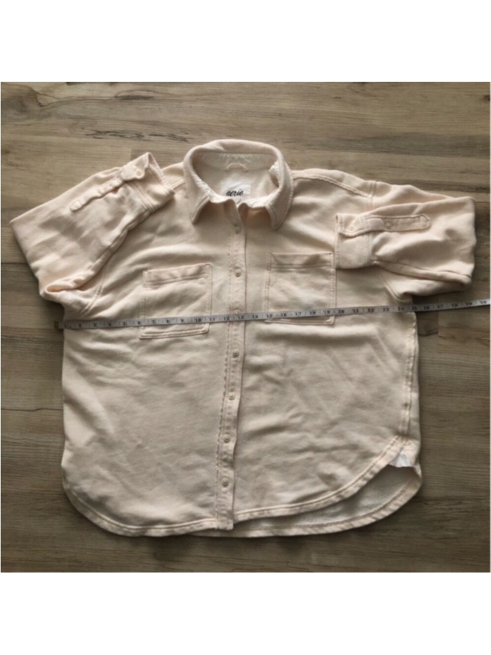 aerie Cream Button-Up Shacket Spring Minimalist - Picture 8 of 8